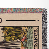 Textile with artistic design and colorful fringe