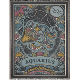 Decorative blanket with Aquarius zodiac design on a dark background