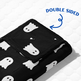 Folded black fabric with white ghost patterns on a white background, labeled 'Double Sided'.